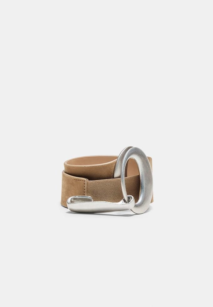 Stradivarius Brede riem met ovale gesp  Beige M