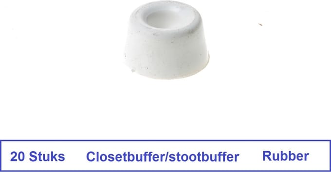 CLOSETBUFFER / STOOTBUFFER - 20 STUKS - WIT - RUBBER - 20 X 12 MM - WC BUFFER