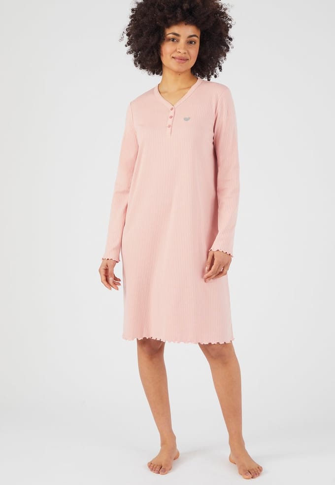 Damart - Nachthemd geribd breisel - Dames - Roze - 38-40 (S)