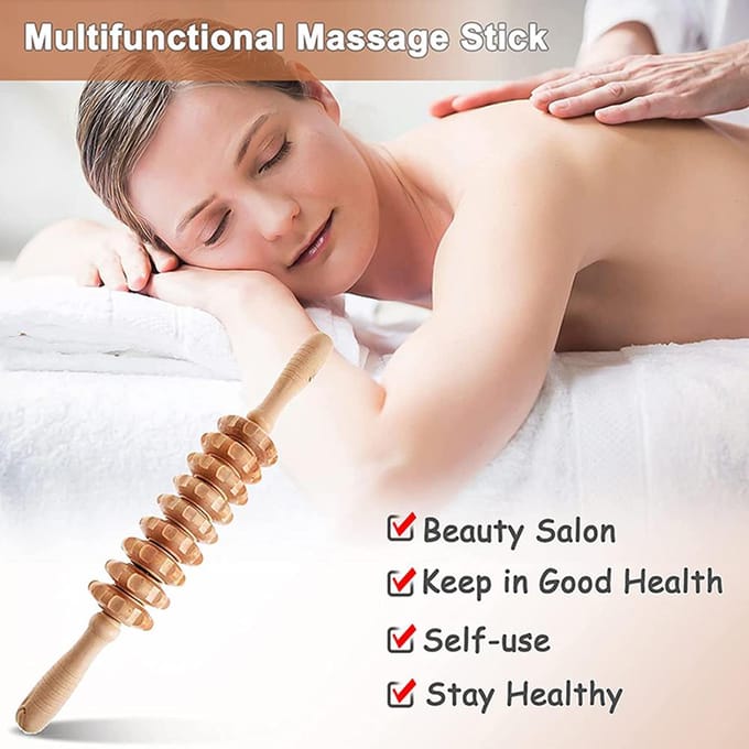 Tcare Masseur Gua Sha en Bois Manuel Blaster Cellulite Bâton Rouleau Musculaire pour Soulagement des Blessures Sportives
