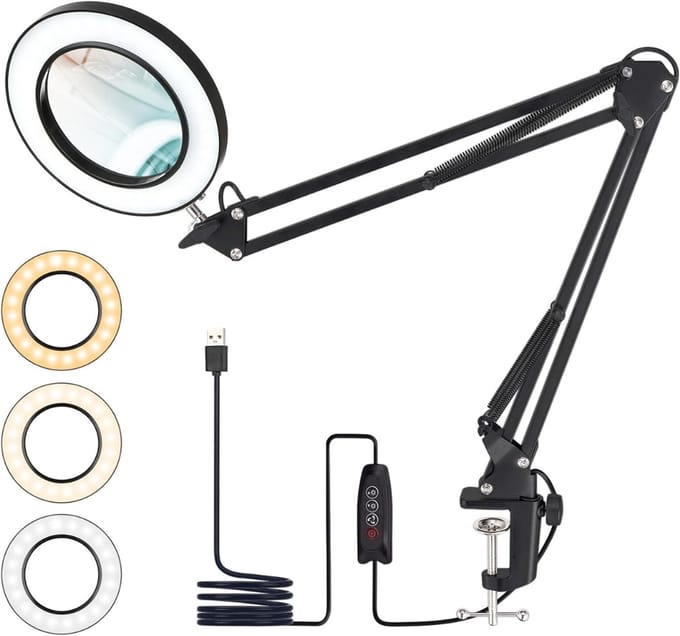 Vergrootglas Met Verlichting - Loeplamp met Led Verlichting - Zwart