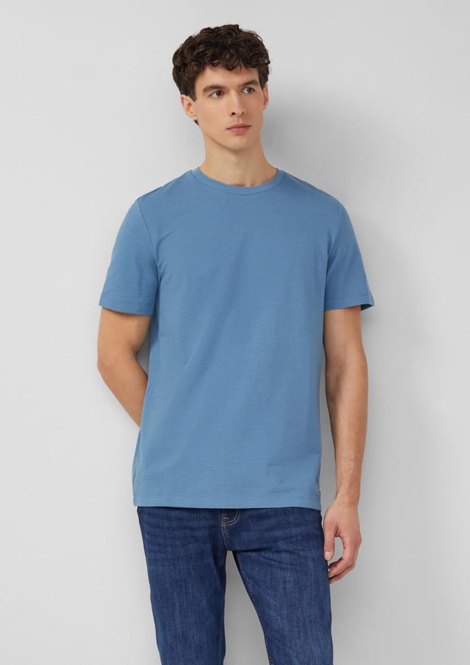 s.Oliver - male - Gestructureerd T-shirt van katoenmix