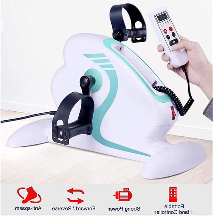 Gemotoriseerde Fietspedaal - Mini Hometrainer - Revalidatie Thuis - Verstelbare Snelheid - 49x30x28.5 cm - Wit