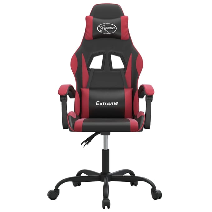 vidaXL - Gamestoel - kunstleer - zwart - en - wijnrood