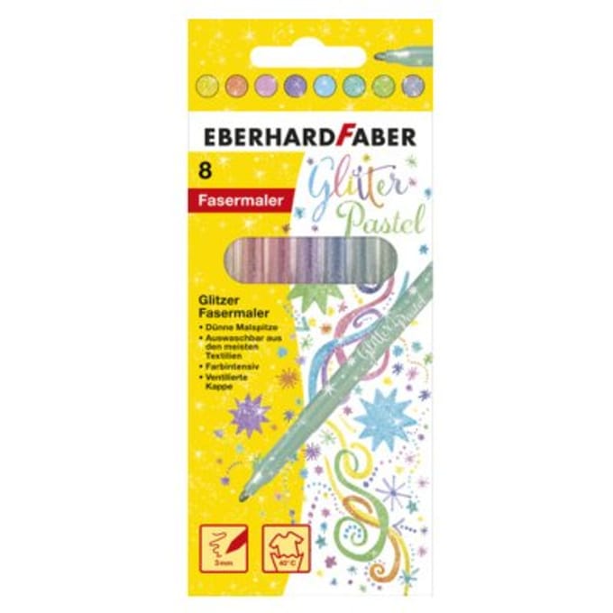 Eberhard Faber viltstift - Glitter Pastel - 8 stuks - in kartonnen etui - EF-551009