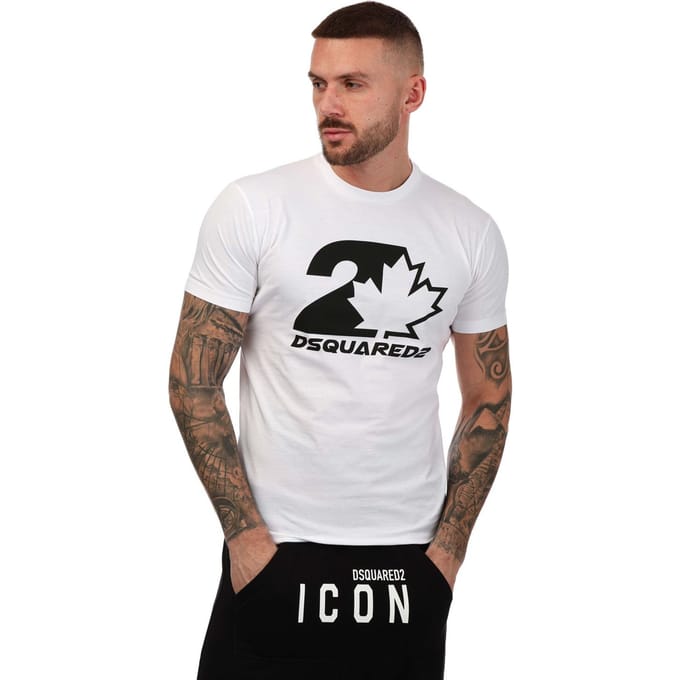 Heren Dsquared2 Esdoornblad Logo T-shirt In Wit
