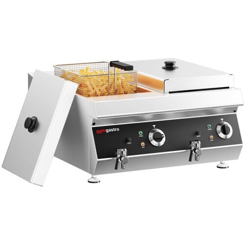 GGM Gastro Elektro Doppelfritteuse - 600mm - 8+8 Liter - 9 kW - mit Ablasshahn