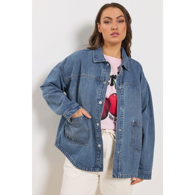 Yours Blauw Denim Shacket Size 50-52