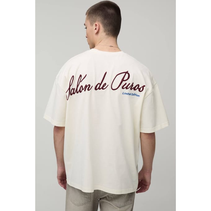 Salon De Paris Embroidered Oversized T-Shirt | Ecru | Size Large