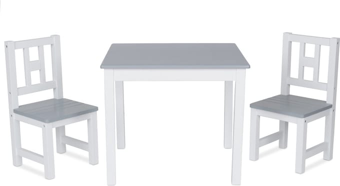 ib style® Luca Kinderzitgroep - Kindertafel - 2 Stoelen - Speeltafel - Wit-Grijs