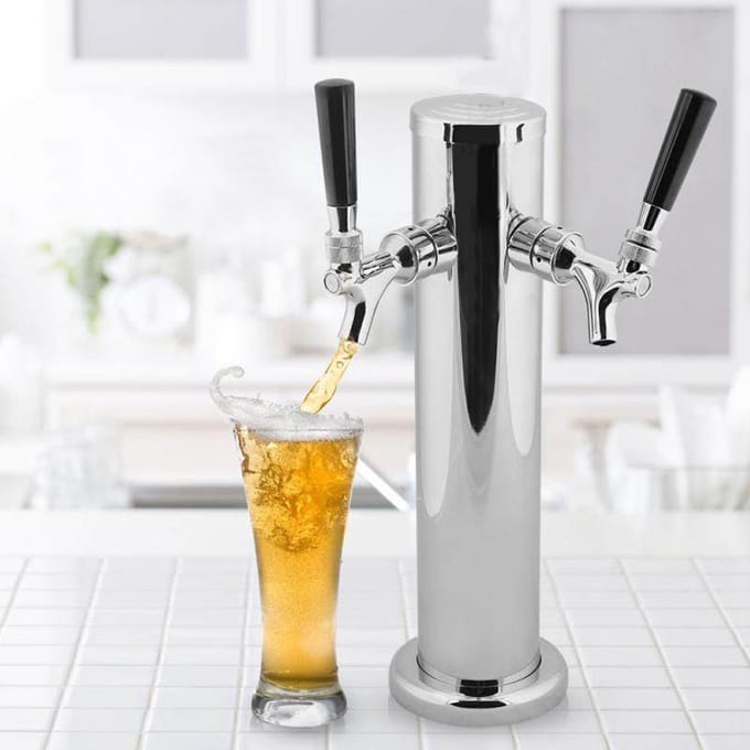 Roestvrij Staal Bier Toren Kraan Dubbelkoppige Tap Eenvoudige Installatie Bierkraan white