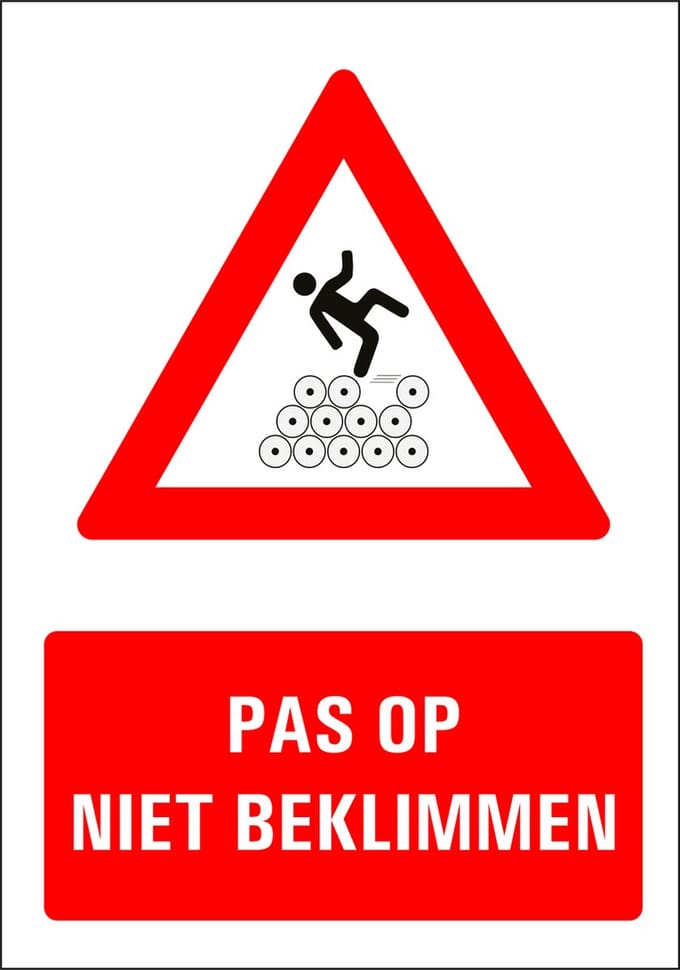 Pas op niet beklimmen sticker 210 x 297 mm