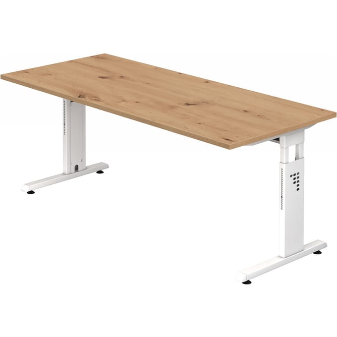 MEGA 19 W - 180 x 80 Tafelhoogte I In hoogte verstelbaar Essen-Eik/Wit