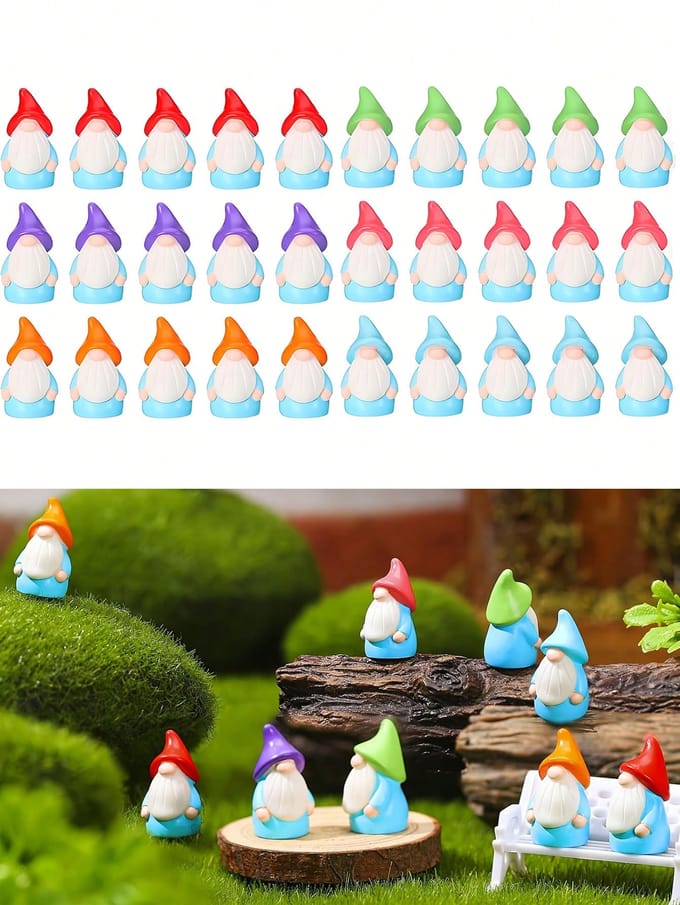 10 stuks Mini Kabouter Beeldjes Sieraden Willekeurige Kleur Schattige Fee Miniature Kabouter Beeldjes Voor Tuin white
