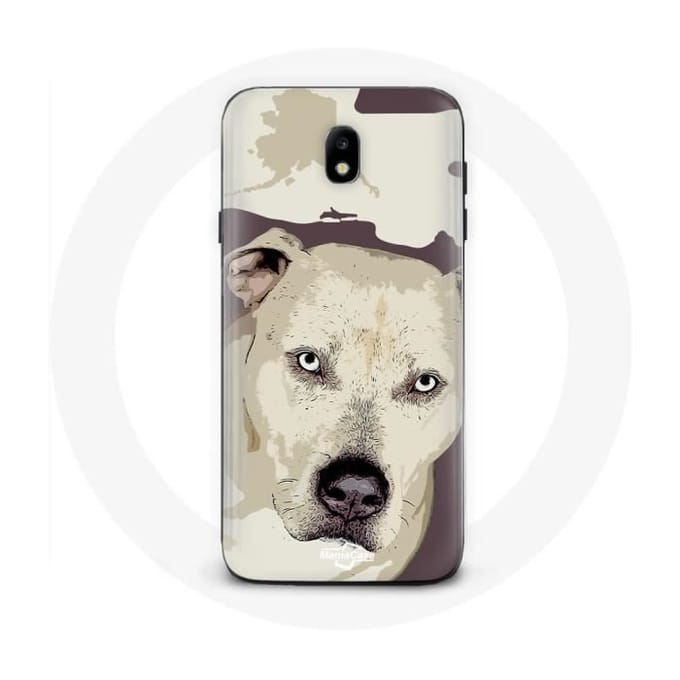 Coque - Samsung - Galaxy J3 2017 - Souple - Chien de Pitbull - Blanc blanc
