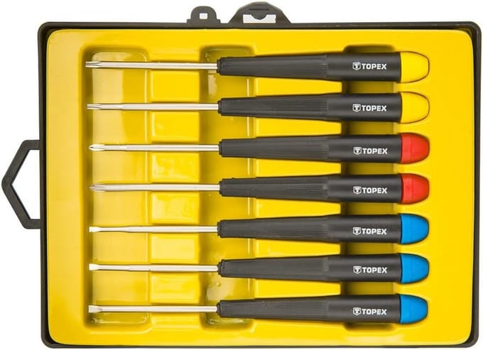 Precisie Schroevendraaiers - Kleine Bits - Klusjes Thuis - Zachte Grip - 7 Delige Set - Grijs