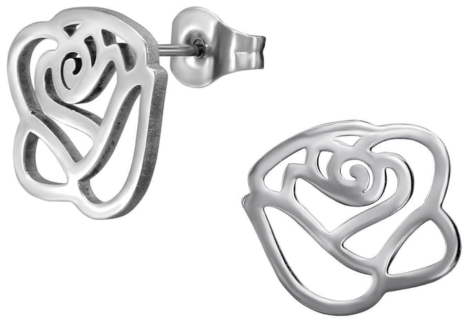 CS Joy - roos bloem oorbellen - Chirurgisch staal - oorknoppen - 13 x 11 mm - ip/pvd