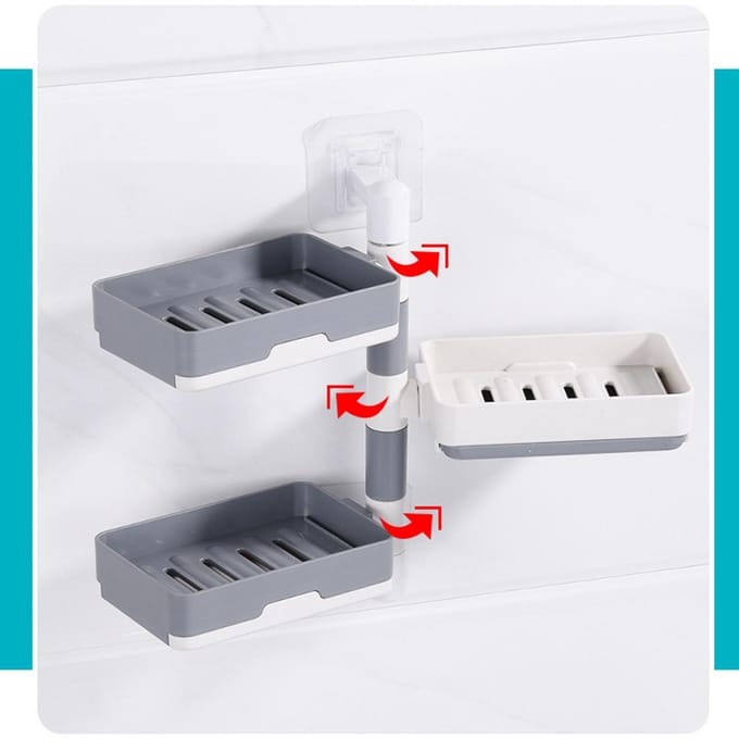 Boîte à savon murale rotative 3 couches HIPS sans perçage récipient à savon rotatif plat pour gray
