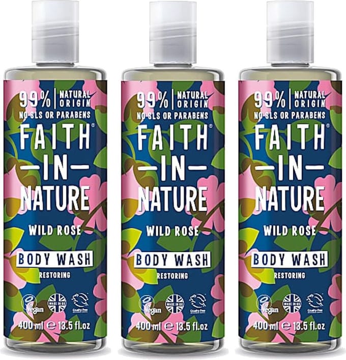 Faith in Nature - Wild Rose Bad-en Douchegel - 400ml - 3 Pak