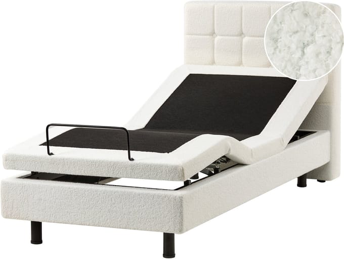 DUKE - Bed verstelbaar - Gebroken wit - 90 x 200 cm - Bouclé