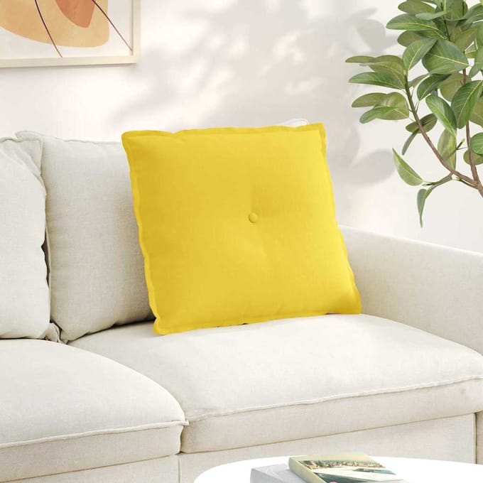 vidaXL - Rugkussen - Licht - Geel - 60 - x - 50 - x - 19 - cm - Stof