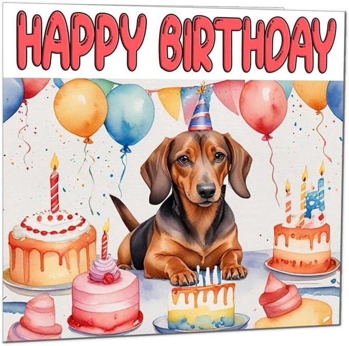 Verjaardagskaart met Teckel Worst Hond Design