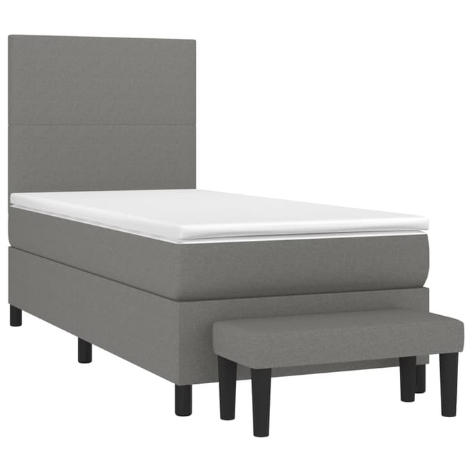 vidaXL - Boxspring - met - matras - stof - donkergrijs - 90x190 - cm