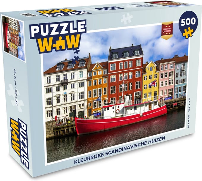 Puzzel Kleurrijke Scandinavische huizen - Legpuzzel - Puzzel 500 stukjes