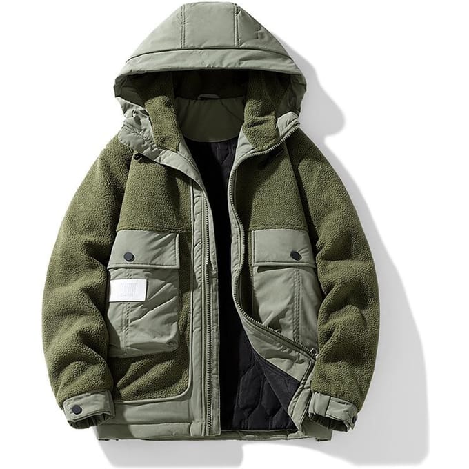 Winter Winddicht Fleece Jack met Capuchon voor Koppels 4XL black