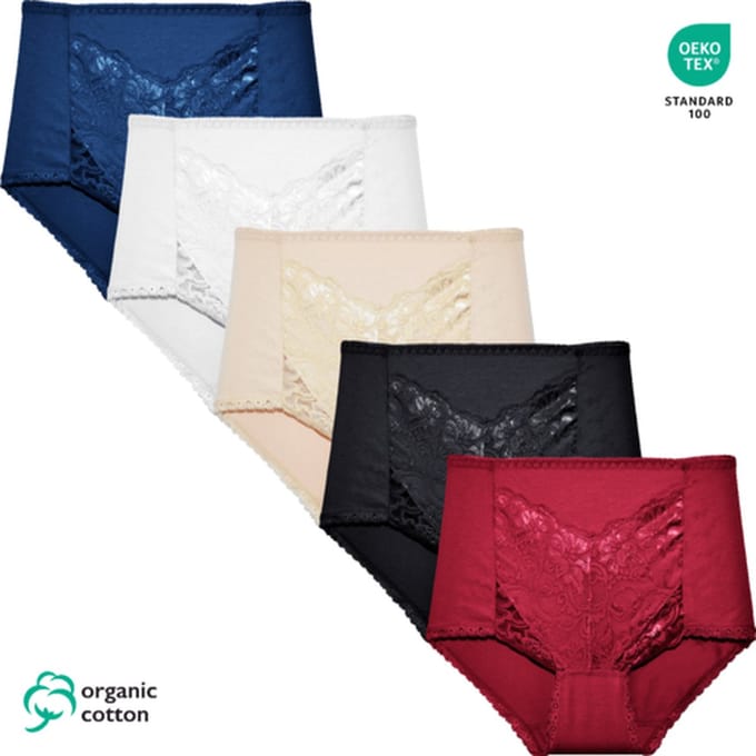 GAUBERTÂ® 5-Pack Organisch Katoenen Hoge Taille Slip 9084 M