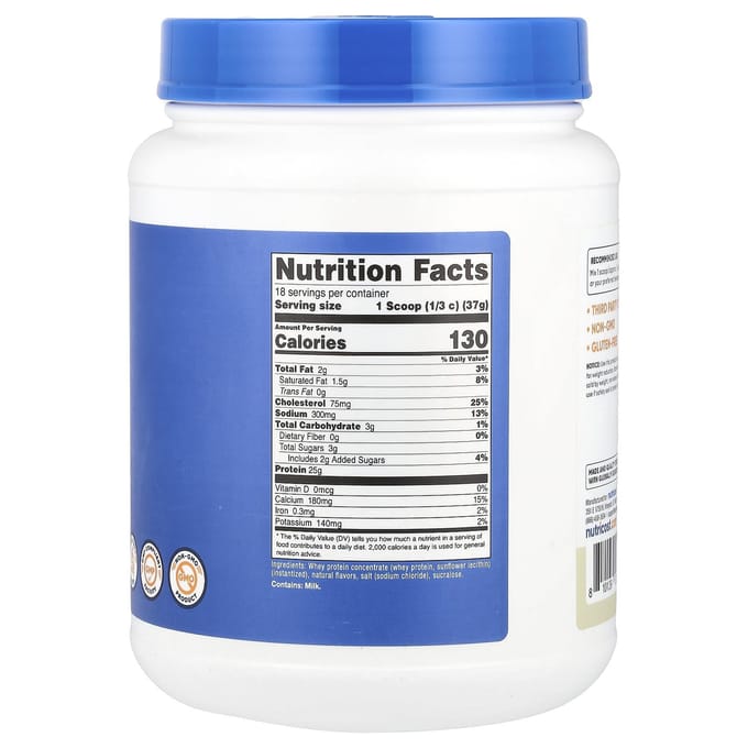 Nutricost, Concentré de Protéine de Whey, Vanille, 1,5 lb (680g)