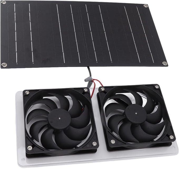 Dailygoods - Zonnepaneelventilatorkit met Dubbele Uitlaatventilatoren