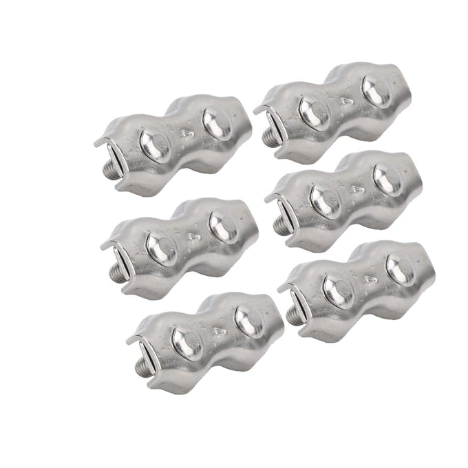 6 pièces Serre-câbles duplex Câble Pinces Acier Inoxydable Duplex Serre-câble à 2 étriers pour Câble M4