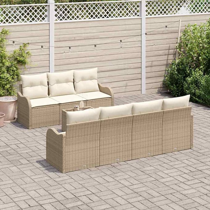 vidaXL - Tuinbank - Set - Beige - 55 - x - 55 - x - 37 - cm - poly - rattan