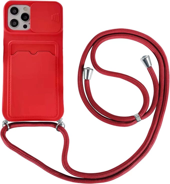 Hoesje geschikt voor iPhone 8 - Backcover - Koord - Pasjeshouder - Portemonnee - TPU - Rood