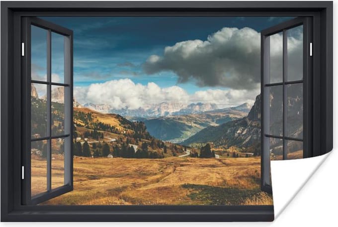 Poster Doorkijk - Pad - Berg - 180x120 cm XXL