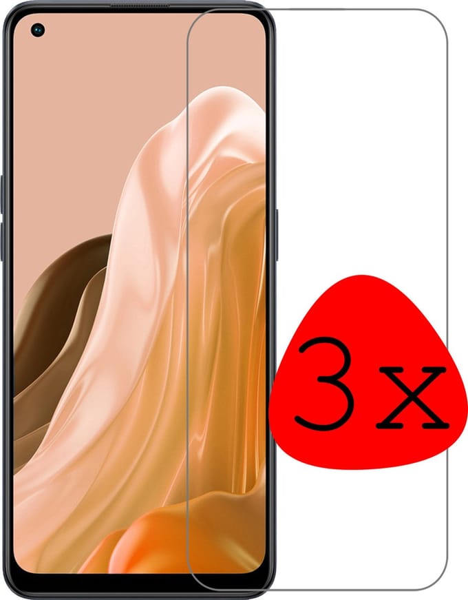 Screenprotector - 3 Stuks Geschikt voor OPPO Reno 8 Lite - Extra Sterk - Beschermglas - Gehard Glas - Tempered Glass - Screen Protector