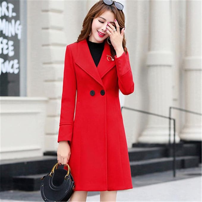 Manteau en laine pour femme automne et hiver, longue section, veste slim à revers à la mode féminine M