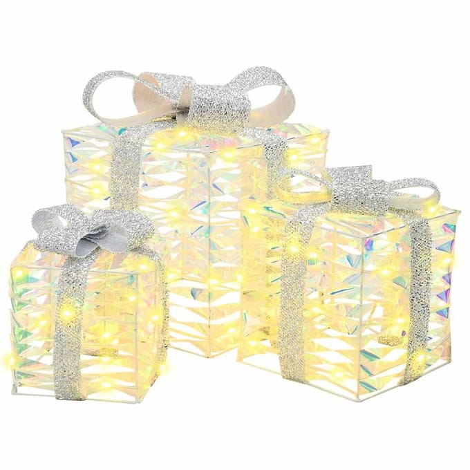 vidaXL - met - 60 - LED - 3 - pcs - Warmwit - 20 - x - 20 - x - 20 - cm - PET