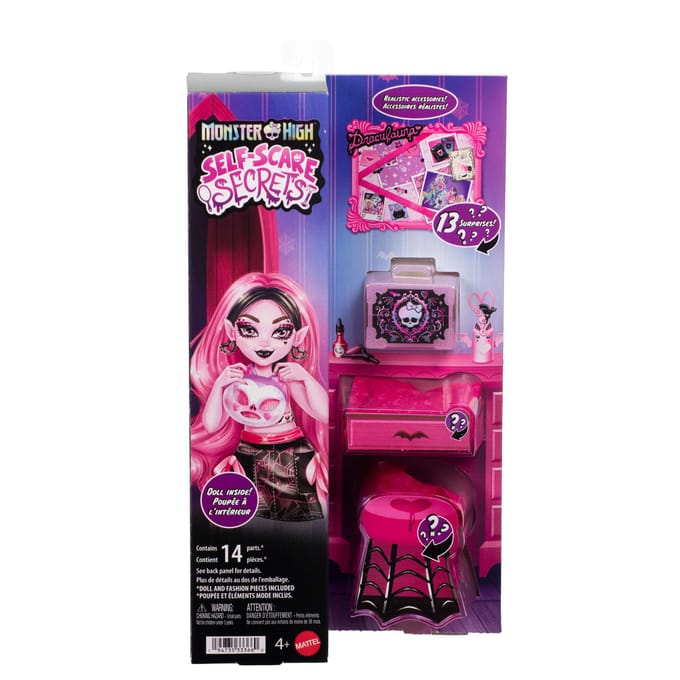 Monster High Self-Scare Secrets - Draculaura modepop met 13 realistische accessoires