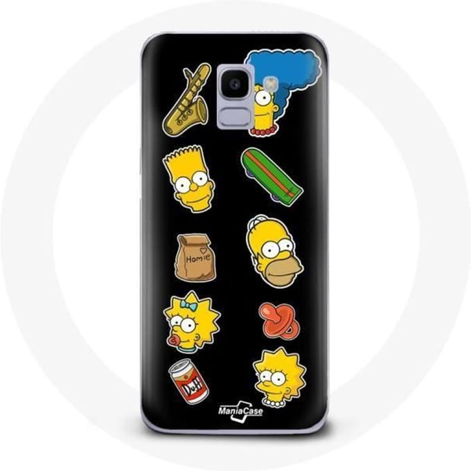 Coque pour Samsung Galaxy A8 2018 Les Simpson autocollants fond noir