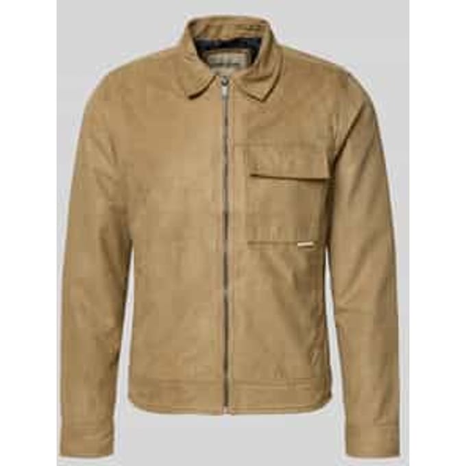 Jack in leerlook met borstzak, model 'HELGER'