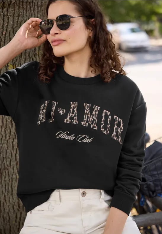 Sweatshirt met ronde hals in Loose Fit-pasvorm