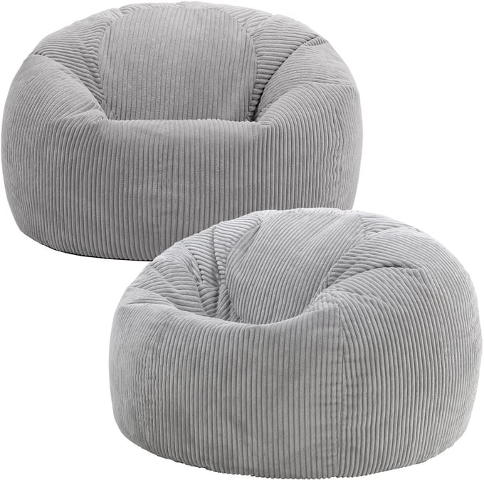 icon - Kingston Zitzak Fauteuil - Set van 2 - Ribfluweel - Grijs