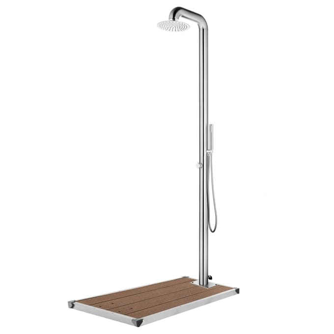 vidaXL - Buitendouche - met - bruine - basis - 230 - cm - roestvrij - staal