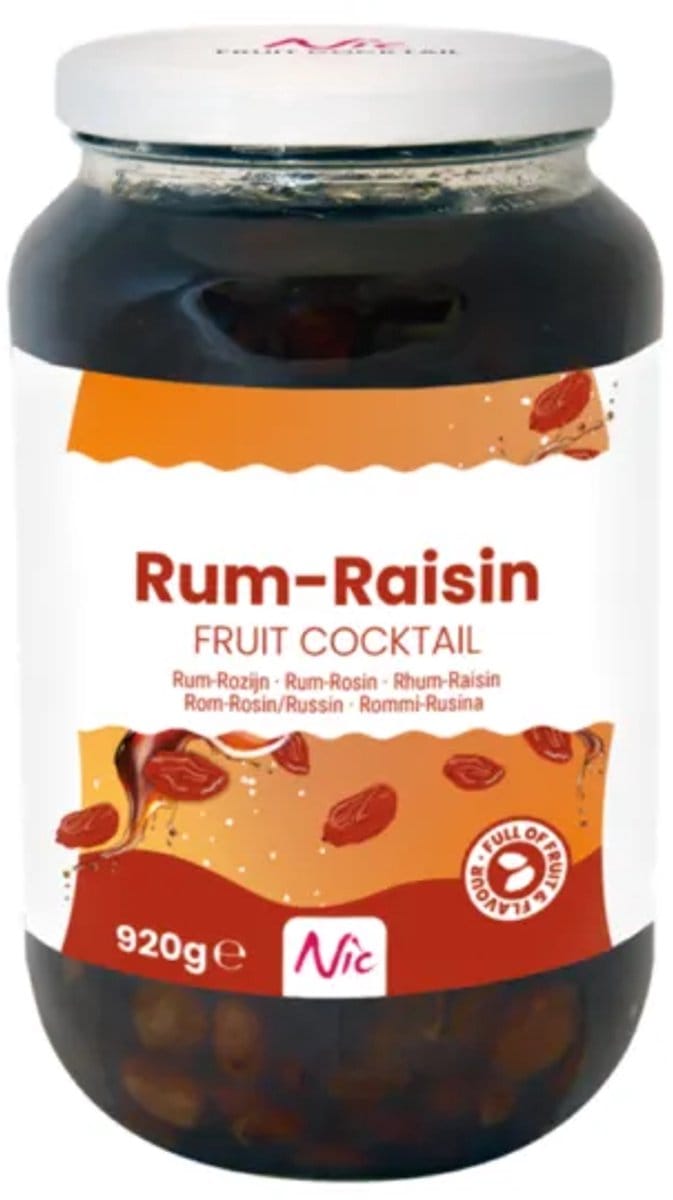 Nic Rum Rozijnen Fruitcocktail – Pot 920 gram