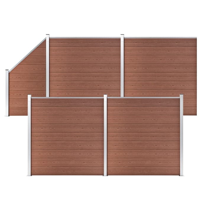 vidaXL - Schuttingset - 4 - vierkant - en - 1 - schuin - 792x186 - cm - HKC - bruin