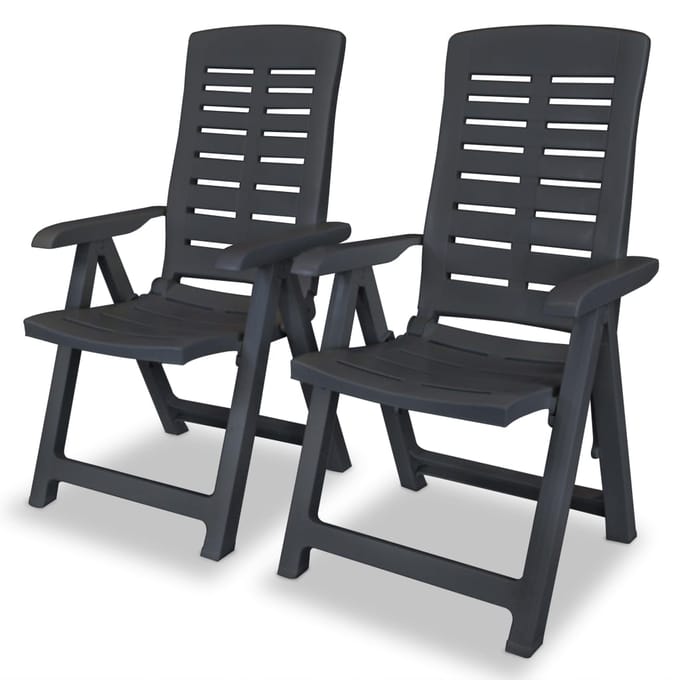 vidaXL - Verstelbare - klapstoelen, - 2 - stuks, - antracietkleurig - kunststof