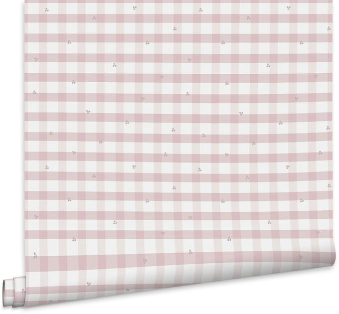 Laura Ashley Gingham Behang - Bloemen - 10mx52cm - Roze