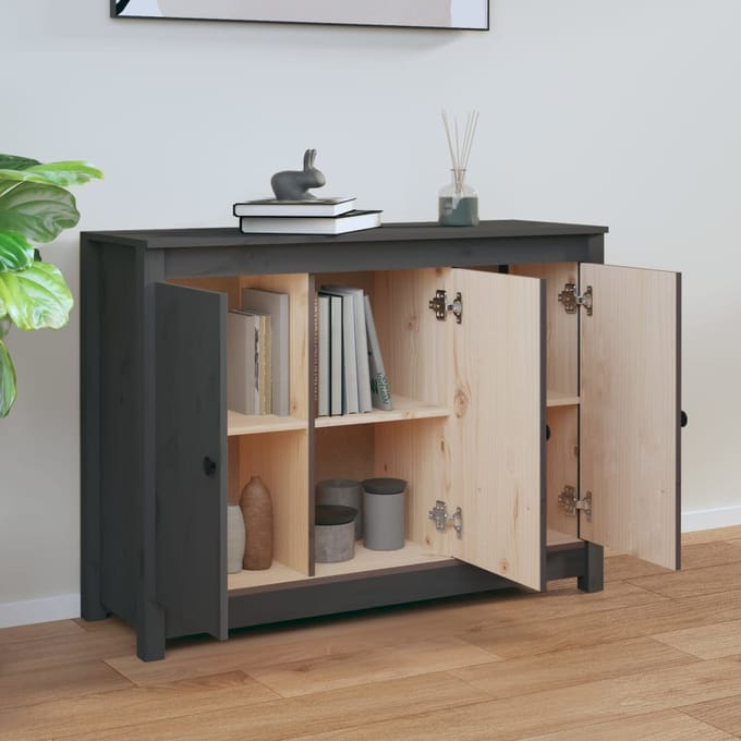 vidaXL - Dressoir - 100x35x74 - cm - massief - grenenhout - grijs
